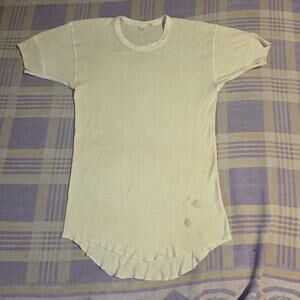 Vintage Jockey Cotton Wool Blend Thermal Waffle Knit Ringer T Shirt Undershirt